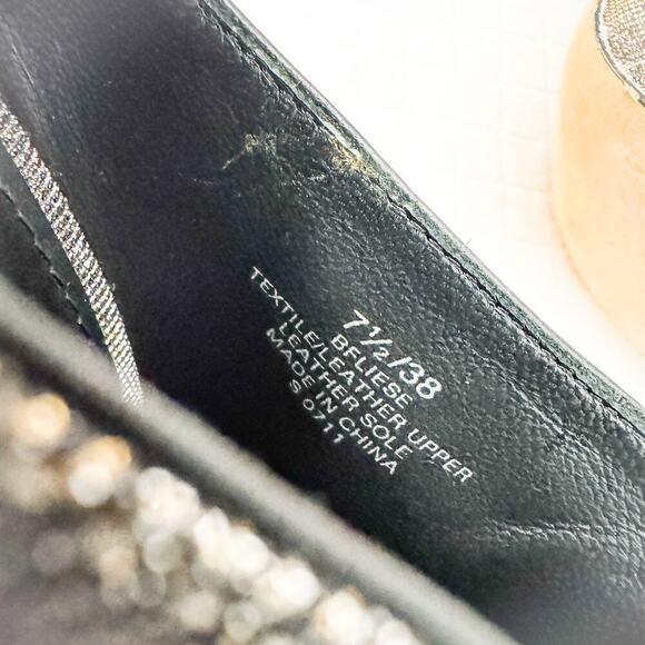 Brian Atwood Glitter Peep Toe Pump Heel Metallic Stiletto Heel Gold Size 7.5 - Picture 5 of 6